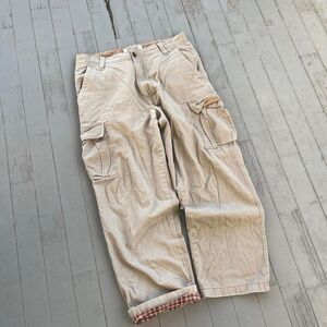 2000s Urban Up Streetwear Y2K Plaid-lined Cargo Pants 36 x 29